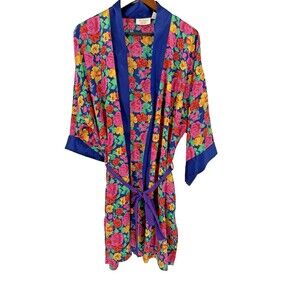 RETRO SEXY Victoria's Secret Vintage Gold Label Satin Floral Robe-One Size